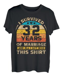 Romantisches Geschenk zum 32. Hochzeitstag für Paare, Ehemann, Ehefrau T-Shirt