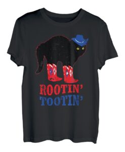 Rootin Tootin Cowboy Katze Lustige Bekleidung Vintage T-Shirt