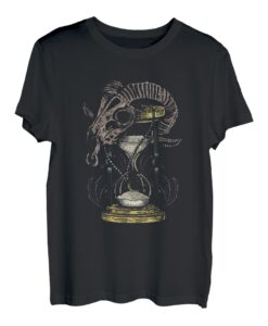 Sanduhr Schädel Zeitreise Gothic Okkult Mystisch Geschenk T-Shirt