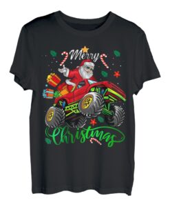Santa Christmas Reiten Monster Truck Jungen Kinder Familie T-Shirt