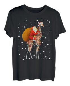 Santa Riding Giraffe Pyjama Weihnachten Tierliebhaber lustig T-Shirt