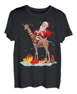 Santa Riding Giraffe Rentier Weihnachten Weihnachtsmann Giraffe Liebhaber T-Shirt