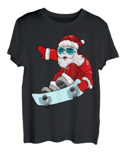 Santa Skateboard Weihnachten Jungen Herren Outfit Xmas Funny T-Shirt