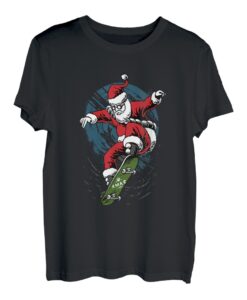 Santa Skateboard Weihnachten Pyjama T-Shirt