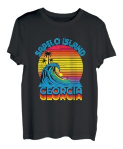 Sapelo Island Georgia Surf- und Strand-Souvenir im Retro-Stil T-Shirt