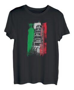 Schiefer Turm von Pisa Motiv Italien Flagge Bella Italia T-Shirt