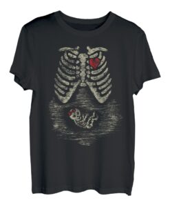 Schwanger Halloween Schwangerschaftsanzeige Baby Skelett T-Shirt