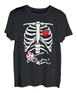 Schwanger Halloween Schwangerschaftsanzeige Baby Skelett T-Shirt