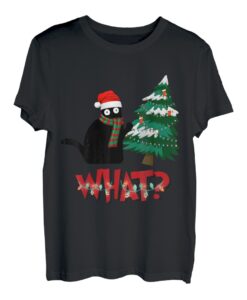 Schwarze Katze Weihnachten Baum Cat What lustiges Geschenk T-Shirt