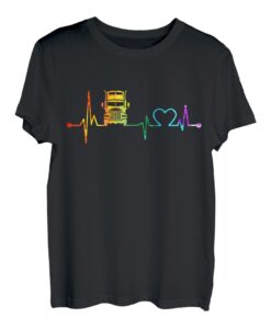 Semi Truck Herzschlag Aquarell Trucker LKW Fahrer T-Shirt