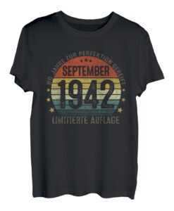 September 1942 Vintage 80 Geburtstag Geschenke Männer Frauen T-Shirt