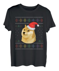 Shiba Inu Weihnachtsmannmütze Ugly Christmas Pyjama Lustiger Hund Meme T-Shirt