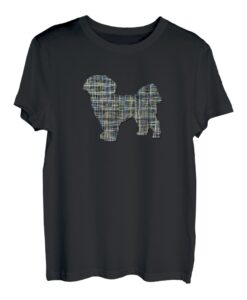 Shih Tzu Hundesilhouette abstraktes Gittermuster T-Shirt