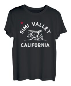 Simi Valley, Kalifornien, Strandflagge, Bär, Surf, CA, Vintage-Stil T-Shirt