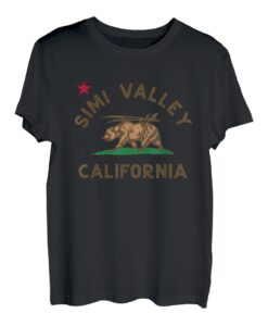 Simi Valley, Kalifornien, Strandflagge, Bär, Surf, CA, Vintage-Stil T-Shirt