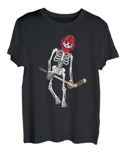 Skelett Eishockey Lazy Halloween Kostüm Lustig Skull Sport T-Shirt