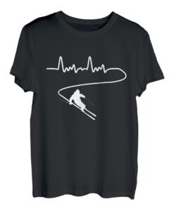 Skifahren Herzschlag Skipiste Skilift Wintersport Geschenk T-Shirt