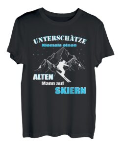 Skifahrer, Alter Mann auf Skiern Lustiges Skifahrer Design T-Shirt