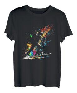 Skitour Splash Art Retro Skitouren Tourengeher Skifahrer T-Shirt