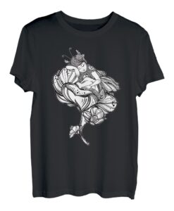 Sleeping Baby Fairy T-Shirt - Artsy Nymphe Boho Ink Floral Tee T-Shirt