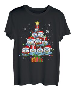 Süße Eulen Weihnachtsbaum Pyjama Xmas Lights For Family T-Shirt