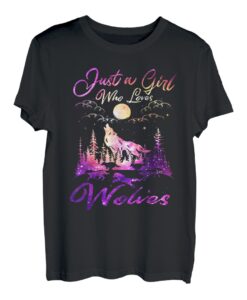 Süßes Aquarell-Aquarell "Nur ein Mädchen, das Wölfe liebt" T-Shirt