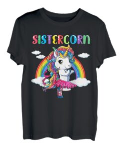 Süßes Einhorn tanzt im Regenbogen-Hapfox. T-Shirt