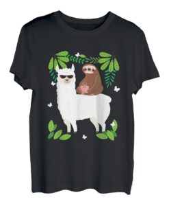 Süßes Faultier Lama Blumen Tier Kunst Kaffee Tee Liebhaber T-Shirt