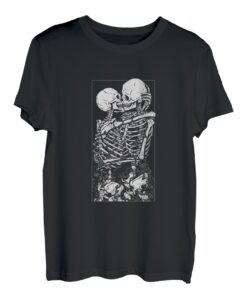 Tarotkarte Küssendes Skelett Liebe Schädel Knochen Horror Goth T-Shirt