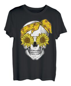 Totenkopf Sonnenblumen Hemd, niedlich, Blumen motiv T-Shirt