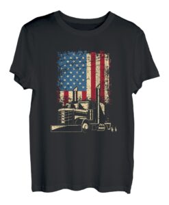 Truck Driver Big Wheelers Vintage US Flagge Patriotische Amerikaner T-Shirt