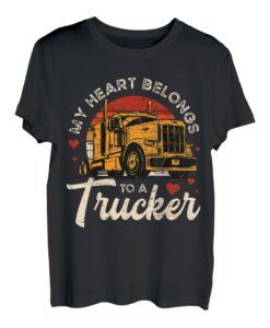 Truck Driver Mein Herz gehört einem Trucker-Retro-Sonnenuntergang T-Shirt