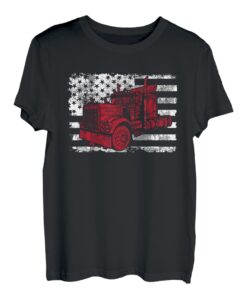 Truck USA Flagge Lastkraftwagen Transporter Fernfahrer T-Shirt