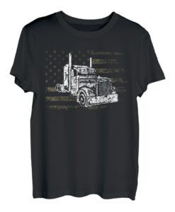 Truck USA Flagge Lastkraftwagen Transporter Fernfahrer T-Shirt
