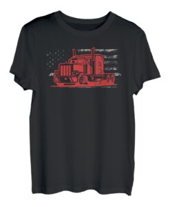 Truck USA Flagge Lastkraftwagen Transporter Fernfahrer T-Shirt