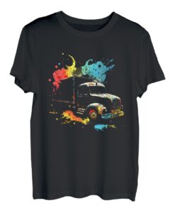 Trucker Splash Art LKW Fahrer Retro Oldtimer Lastkraftwagen T-Shirt