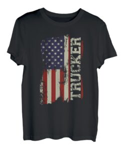 Trucker Truck Driver Amerikanische USA Flagge Vintage Trucker T-Shirt