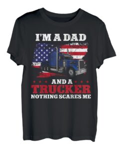 Trucker Truck Driver Dad Father Vintage USA Amerikanische Flagge T-Shirt