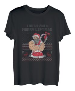 Ugly Christmas Merry Liftmas Santa Claus Workout Neujahr T-Shirt