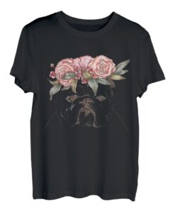 Umriss mit Blumen | Englische Britische Bulldogge T-Shirt