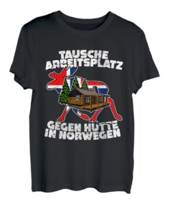 Umtausch Arbeitsplatz für Hütte in Norwegen, Angelurlaub T-Shirt