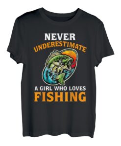 Unterschätze niemals ein Mädchen, das gerne angeln T-Shirt