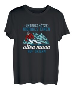 Unterschätze niemals einen alten Mann auf Skiern I Skifahren T-Shirt