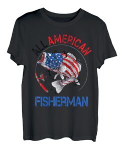 USA Fisher Amerikanische Flagge Patriotische 4. Juli Angeln Männer T-Shirt