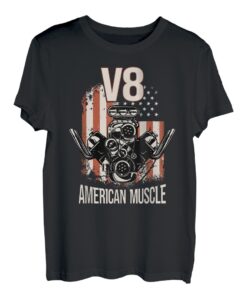 V8 American Muscle Car USA Flag V8 T-Shirt