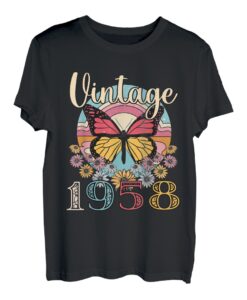 Vintage 1958 Schmetterling Blume 65. Geburtstag T-Shirt