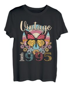 Vintage 1995 Schmetterling Blume 28. Geburtstag T-Shirt
