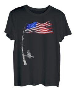 Vintage Angelrute, amerikanische Flagge, lustiges Angelgeschenk T-Shirt