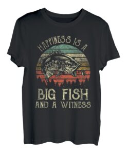 Vintage Barschangeln Glück ist ein großer Fisch und ein Zeuge T-Shirt