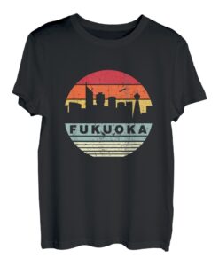 Vintage Fukuoka Skyline-Silhouette T-Shirt